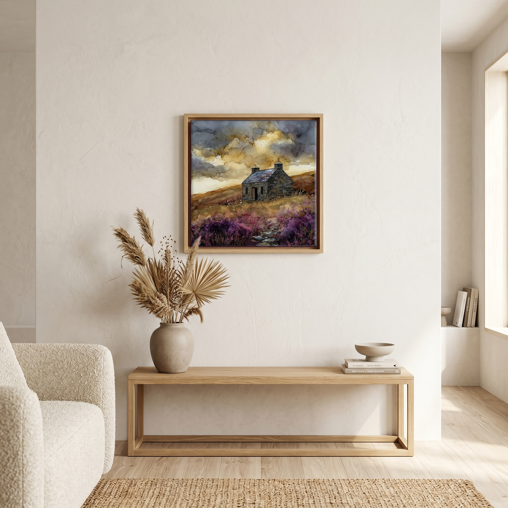 Above the bench, in a warm oak surround.
