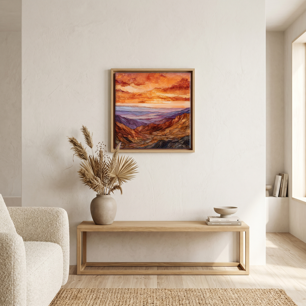 Above the bench, in a warm oak surround.