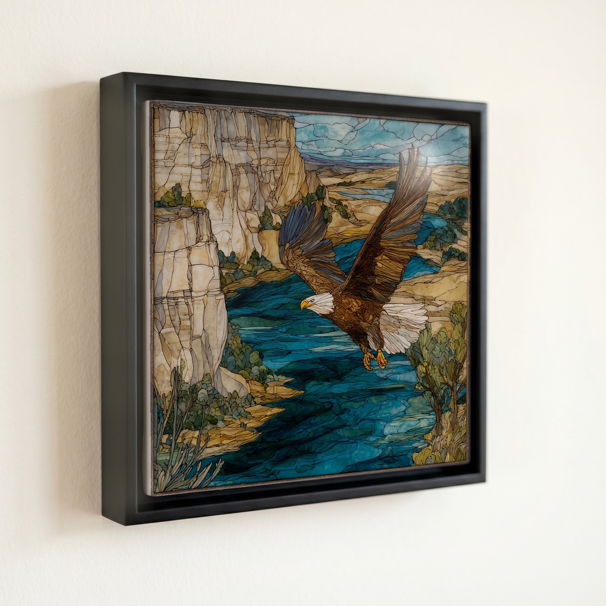 a bald eagle banking — front