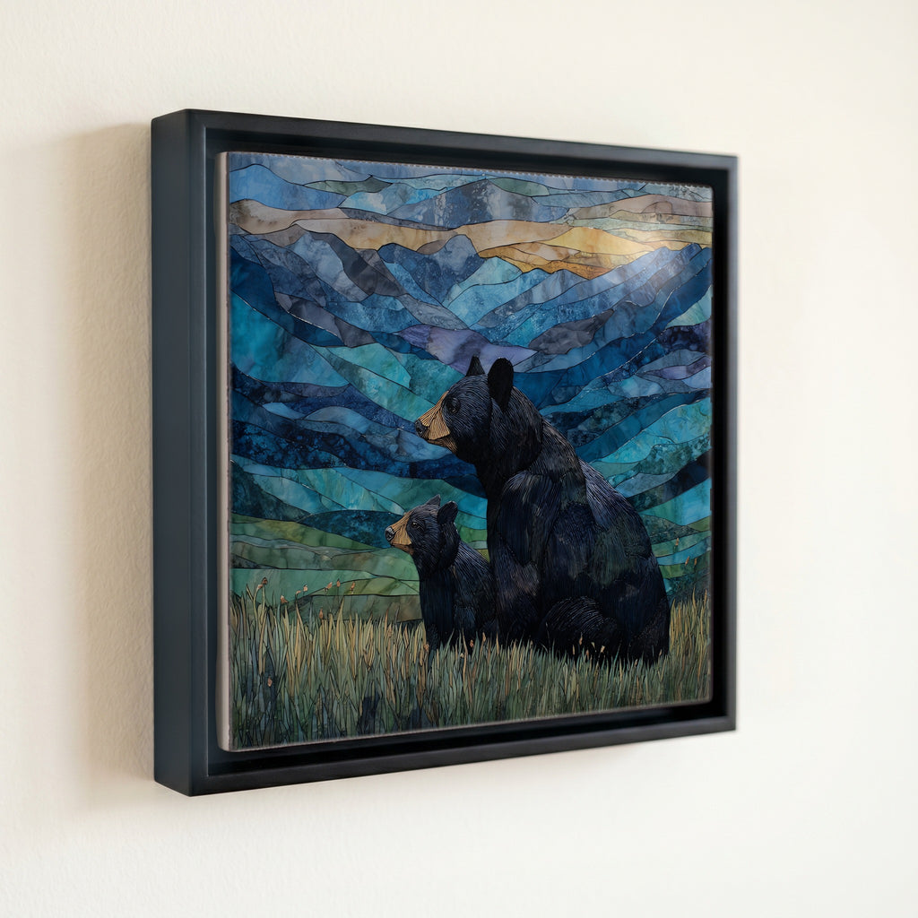 a Catskill black bear and cub — front