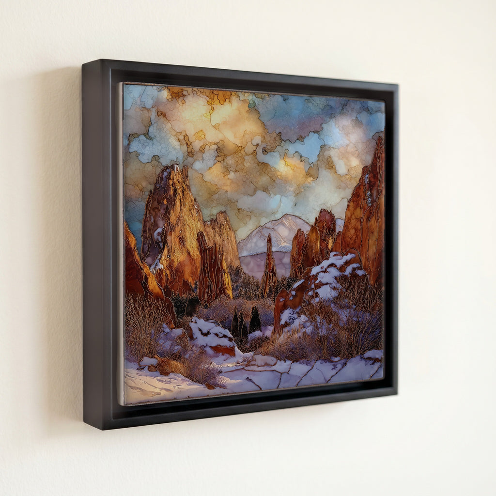 Snow on Garden of the Gods Front Range Ceramic Art Tile — front