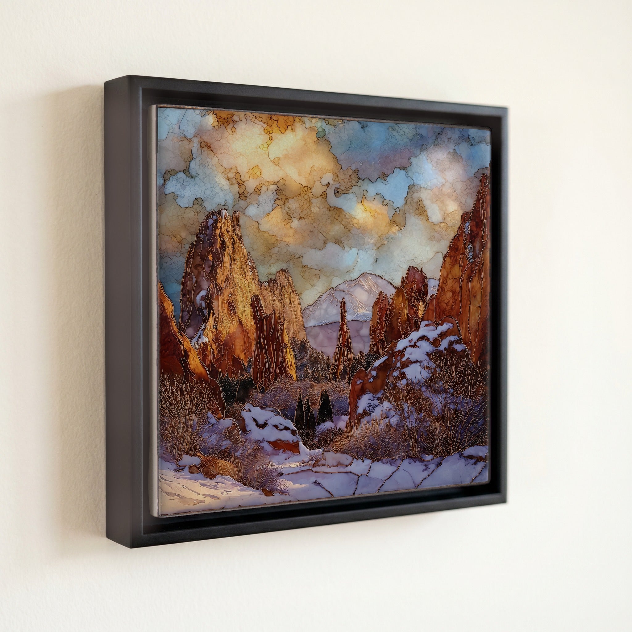 Snow on Garden of the Gods Front Range Ceramic Art Tile — front