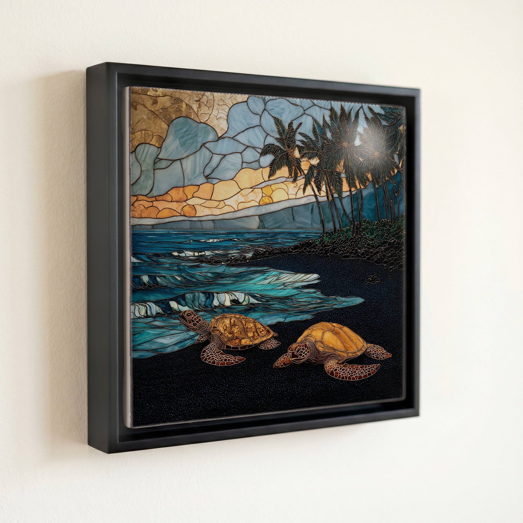 Punaluu Black Sand Big Island Ceramic Art Tile — front