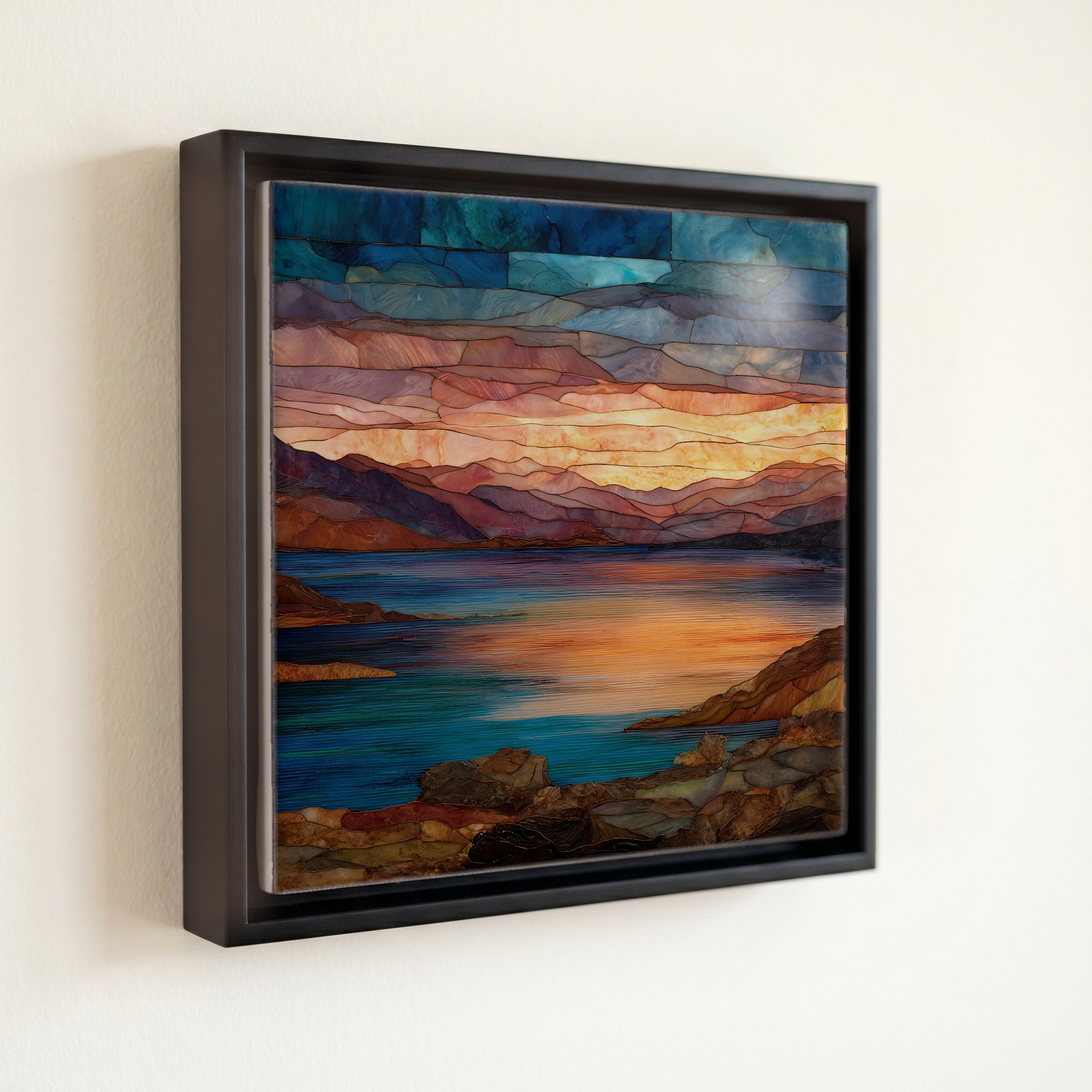 Blue Mesa Reservoir sunset Ceramic Art Tile — front