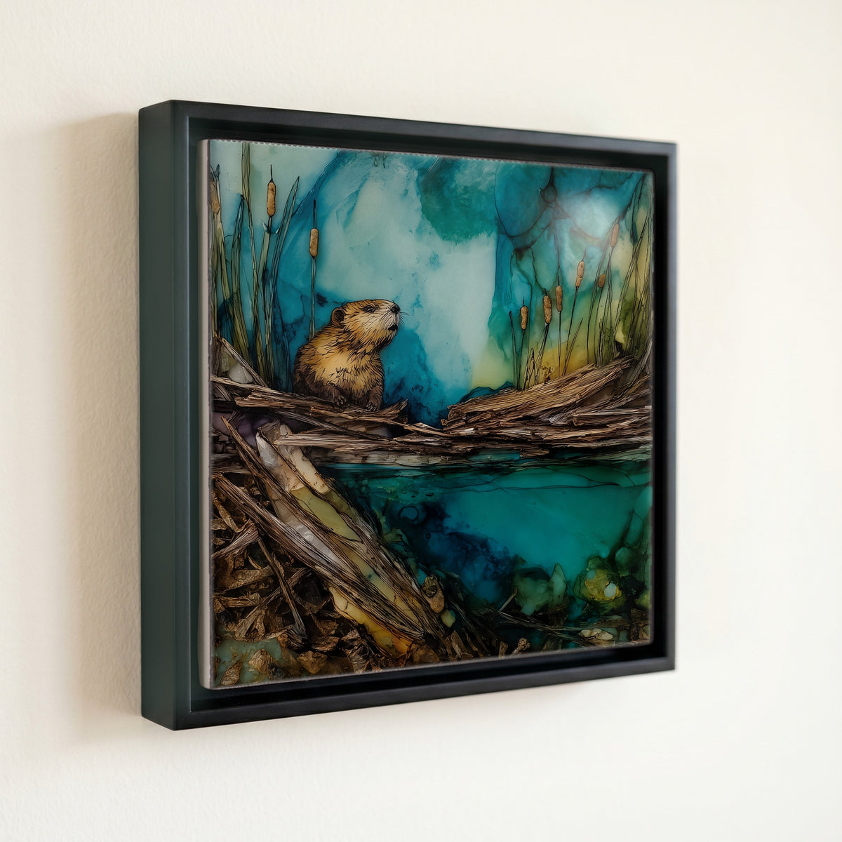 a beaver dam holding back a — front