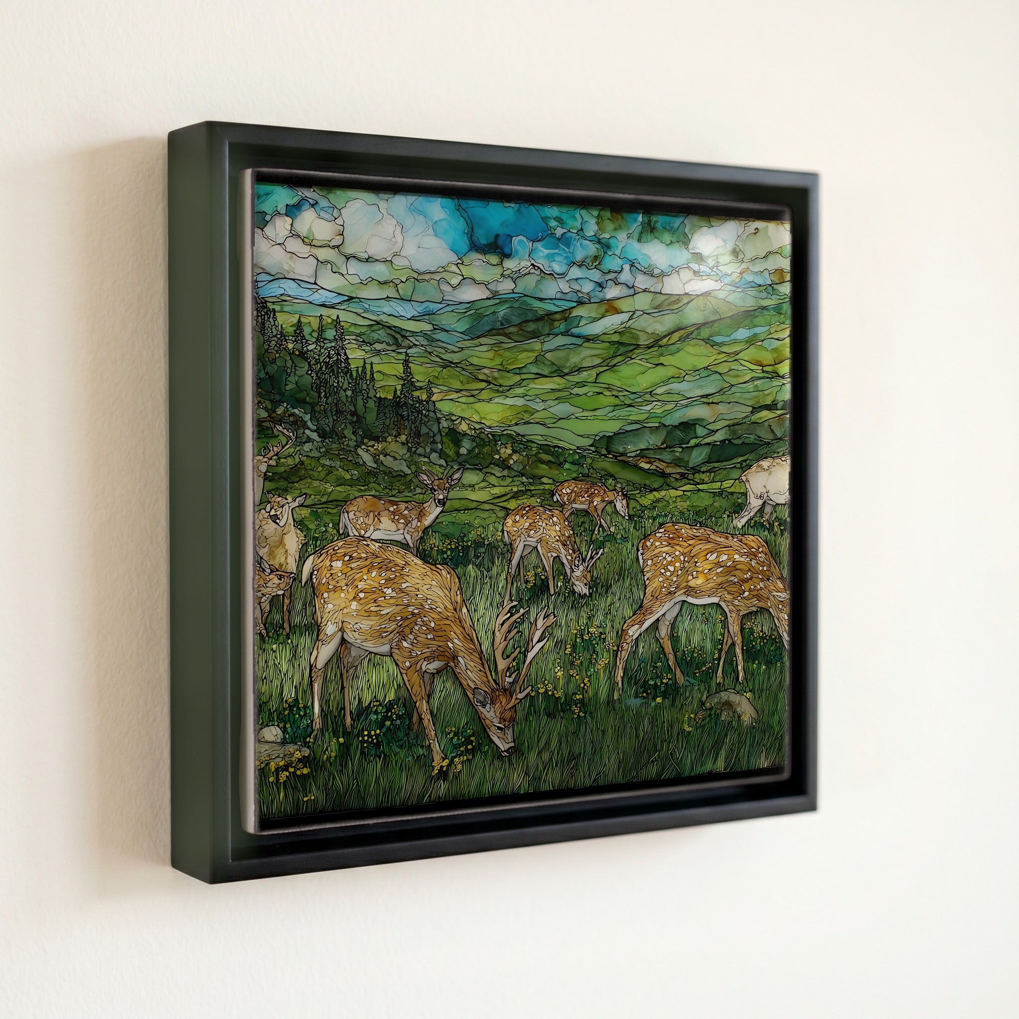 a white-tailed deer herd — front