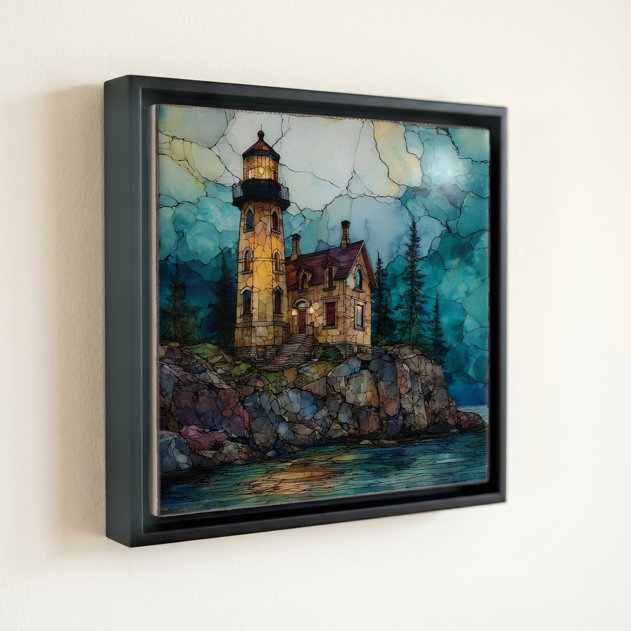 Eagle Harbor Lighthouse on the rocky — front