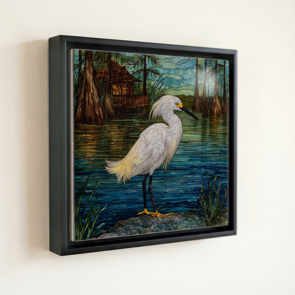 a snowy egret stalking — front