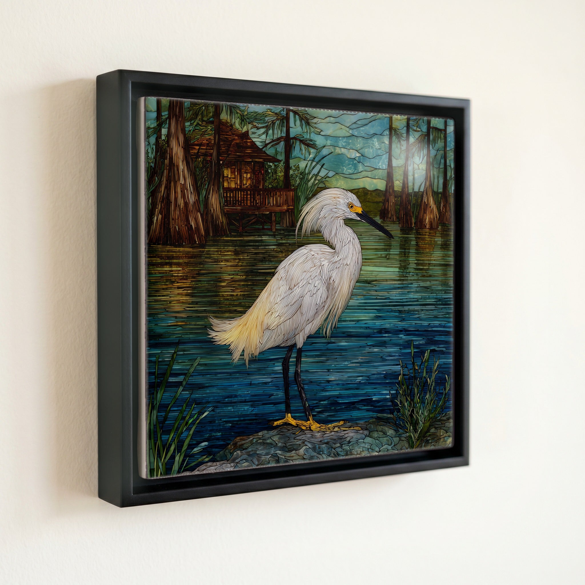 a snowy egret stalking — front