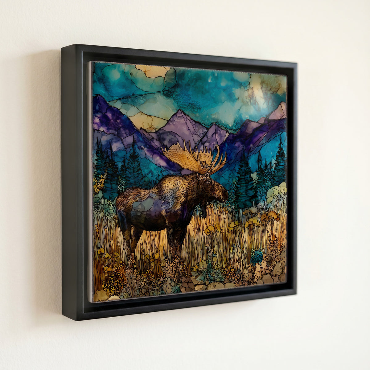 a bull moose chest-deep — front