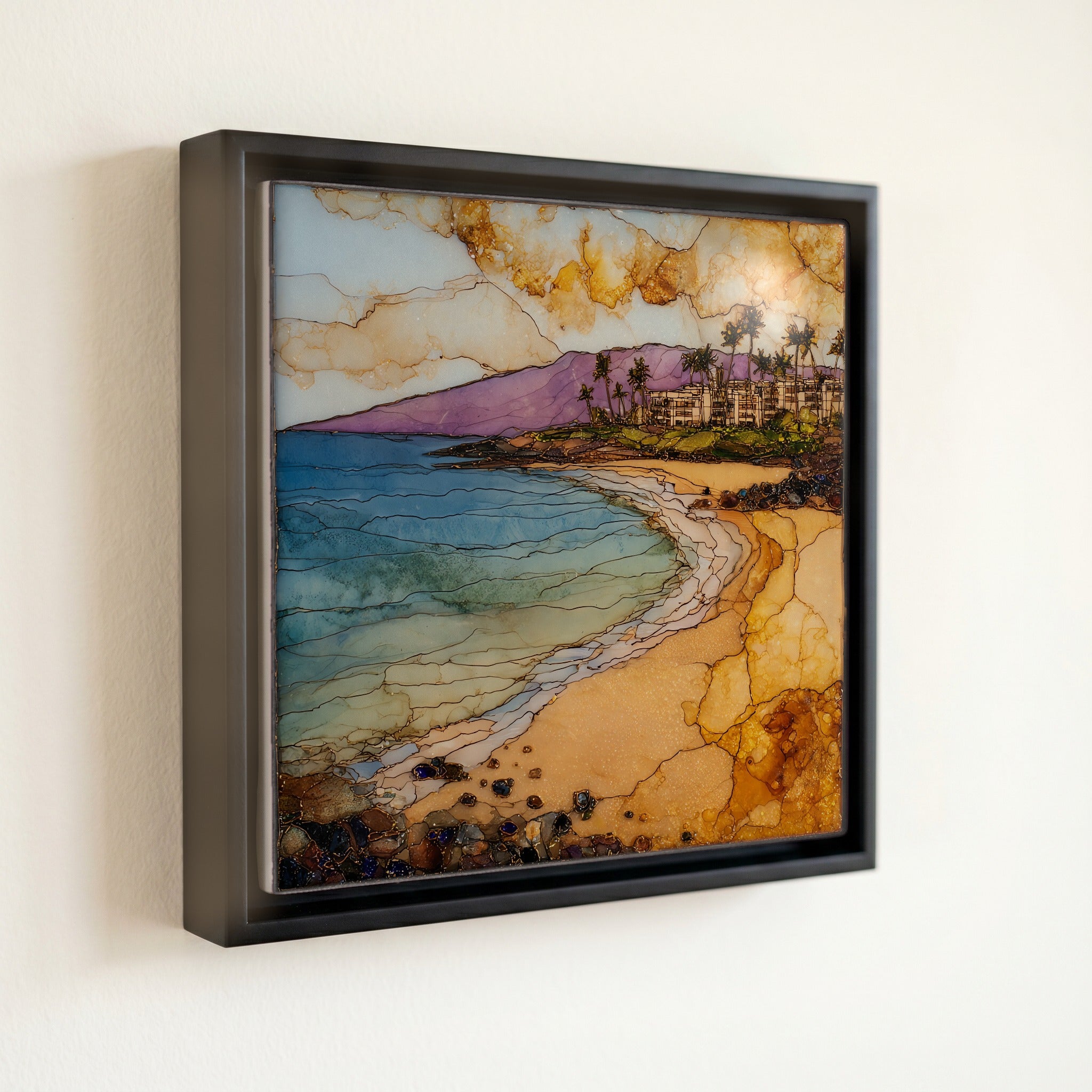 Wailea Beach Maui Ceramic Art Tile — front