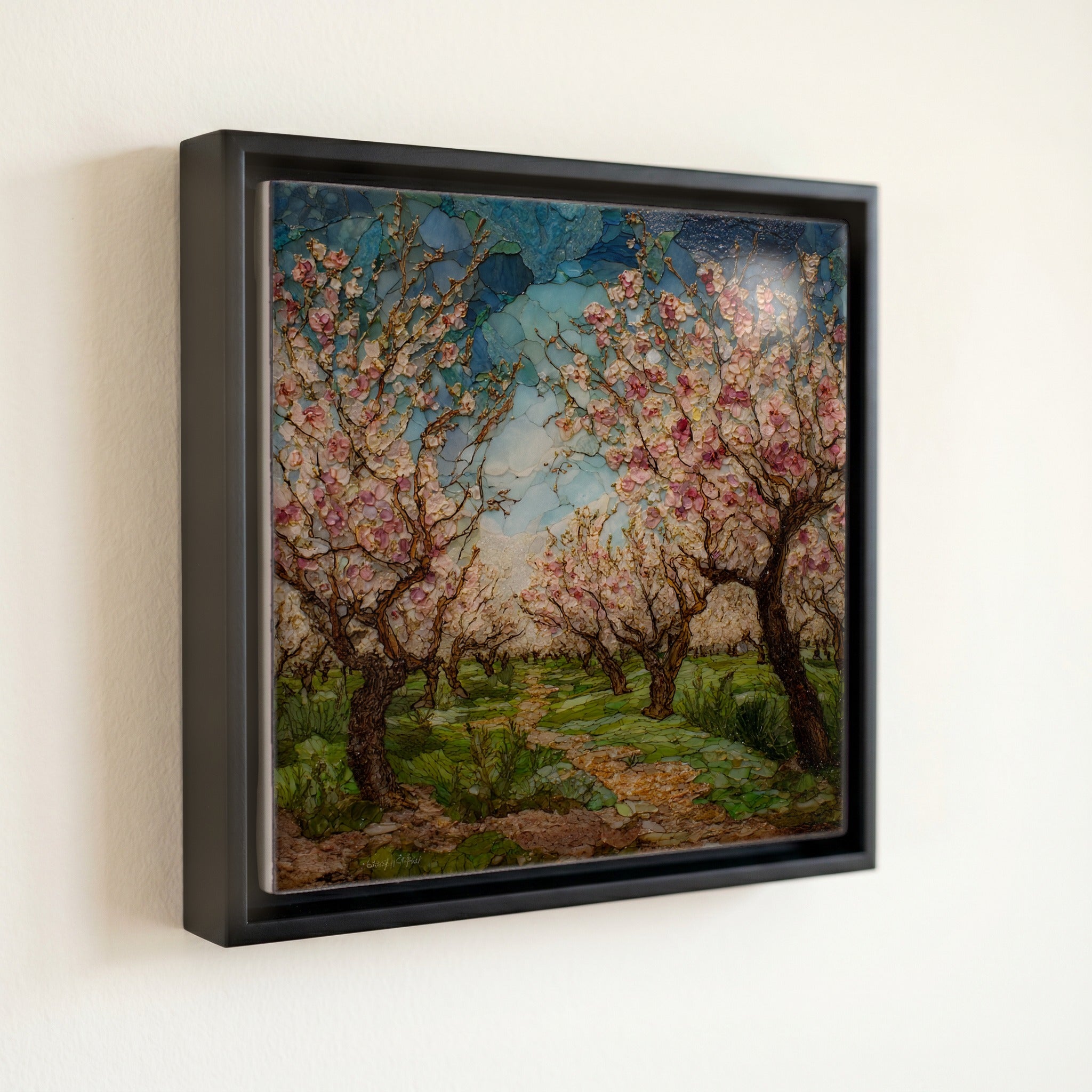 Mallorca almond blossom orchard — front