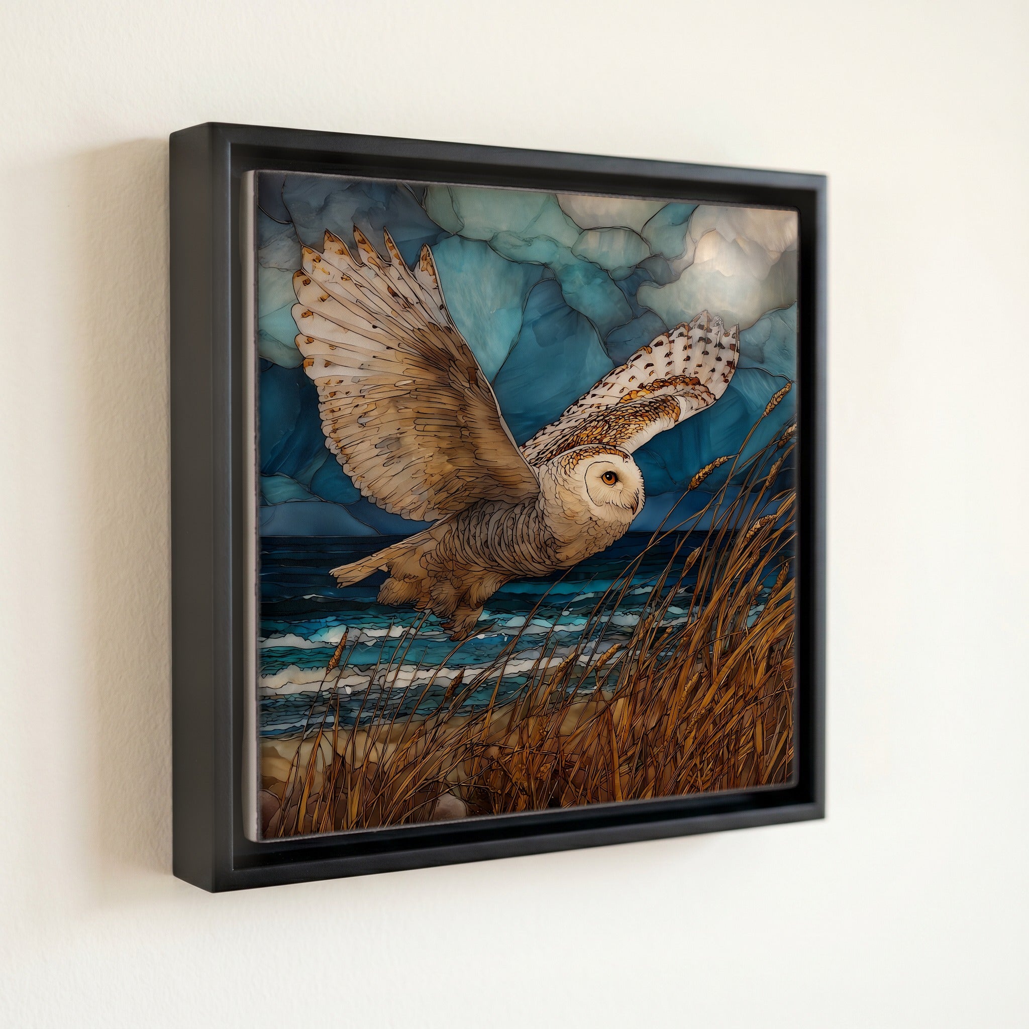 a snowy owl on a wind-shaped — front