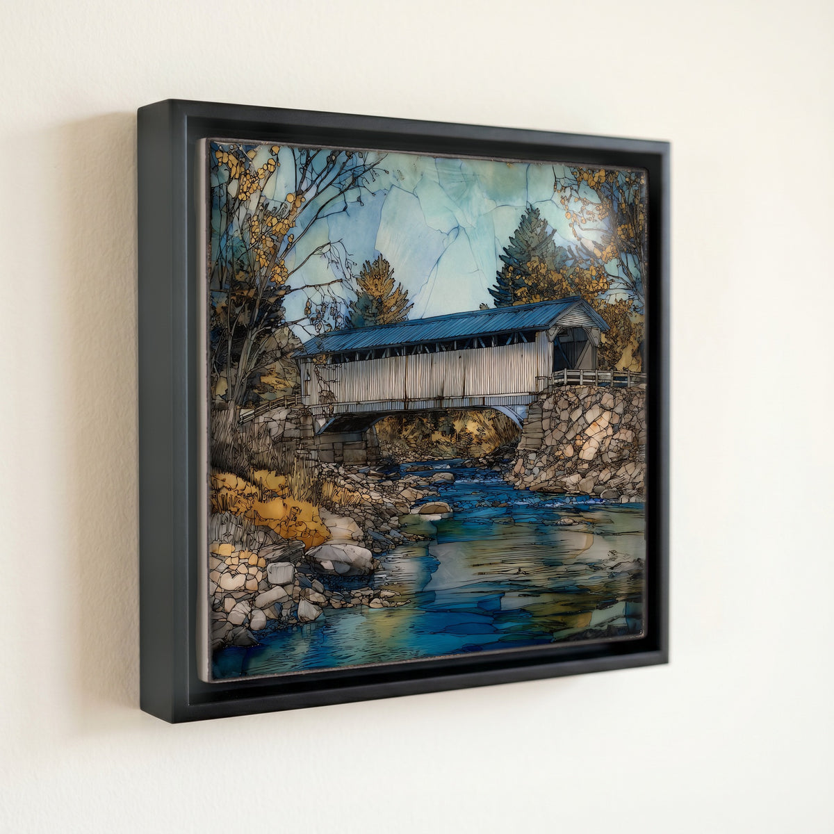 the Lincoln covered bridge over the — front