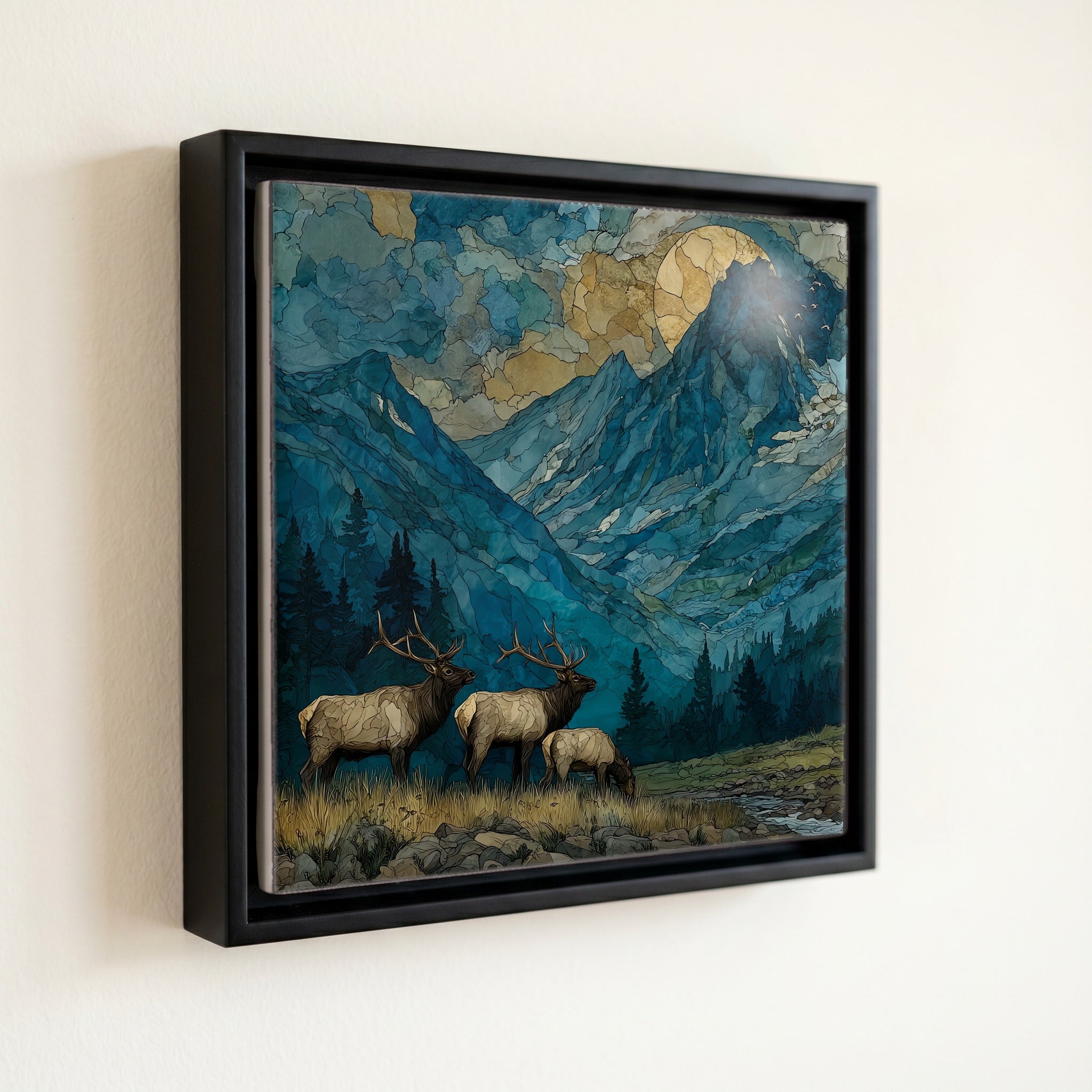 an elk herd in — front