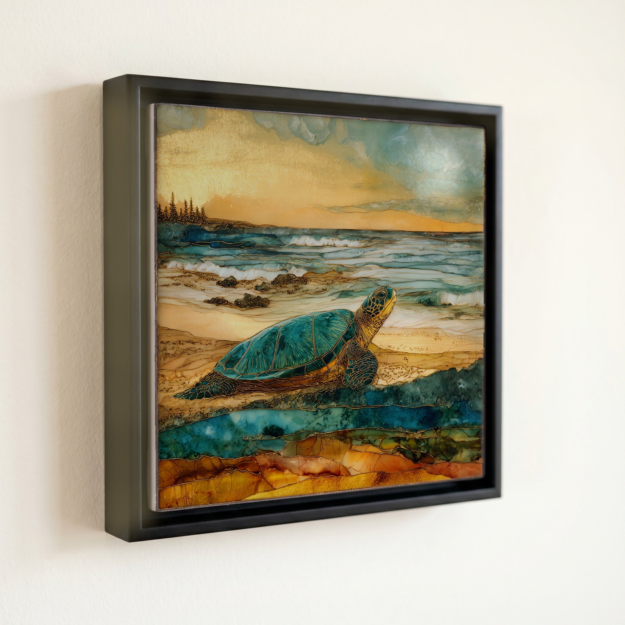 Laniakea Turtle Beach Oahu Ceramic Art Tile — front