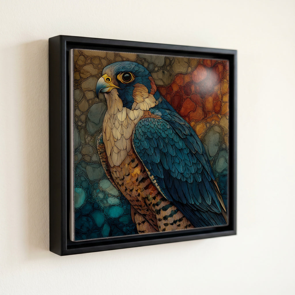 a peregrine falcon perched — front