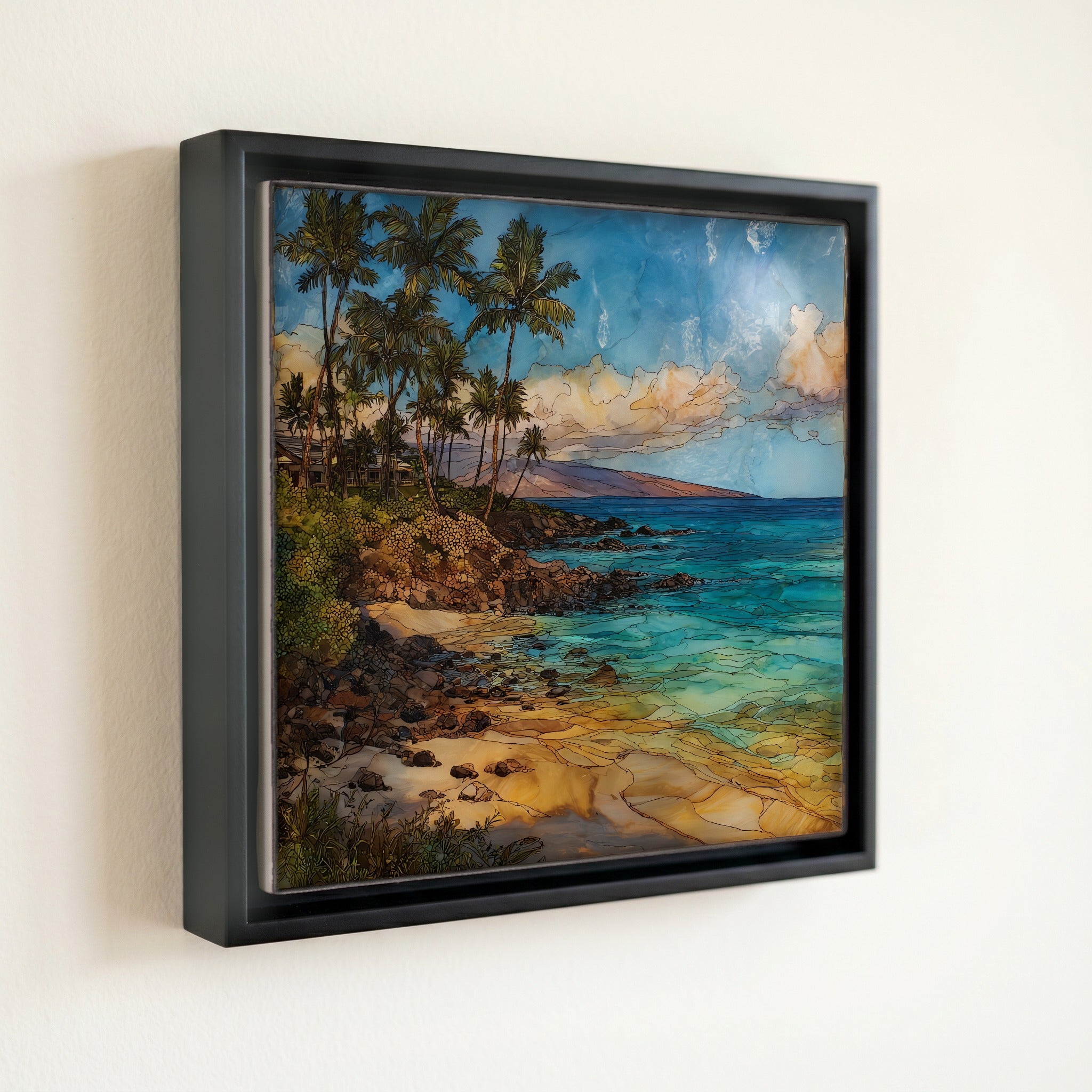 Wailea Coast Morning Maui Ceramic Art Tile — front