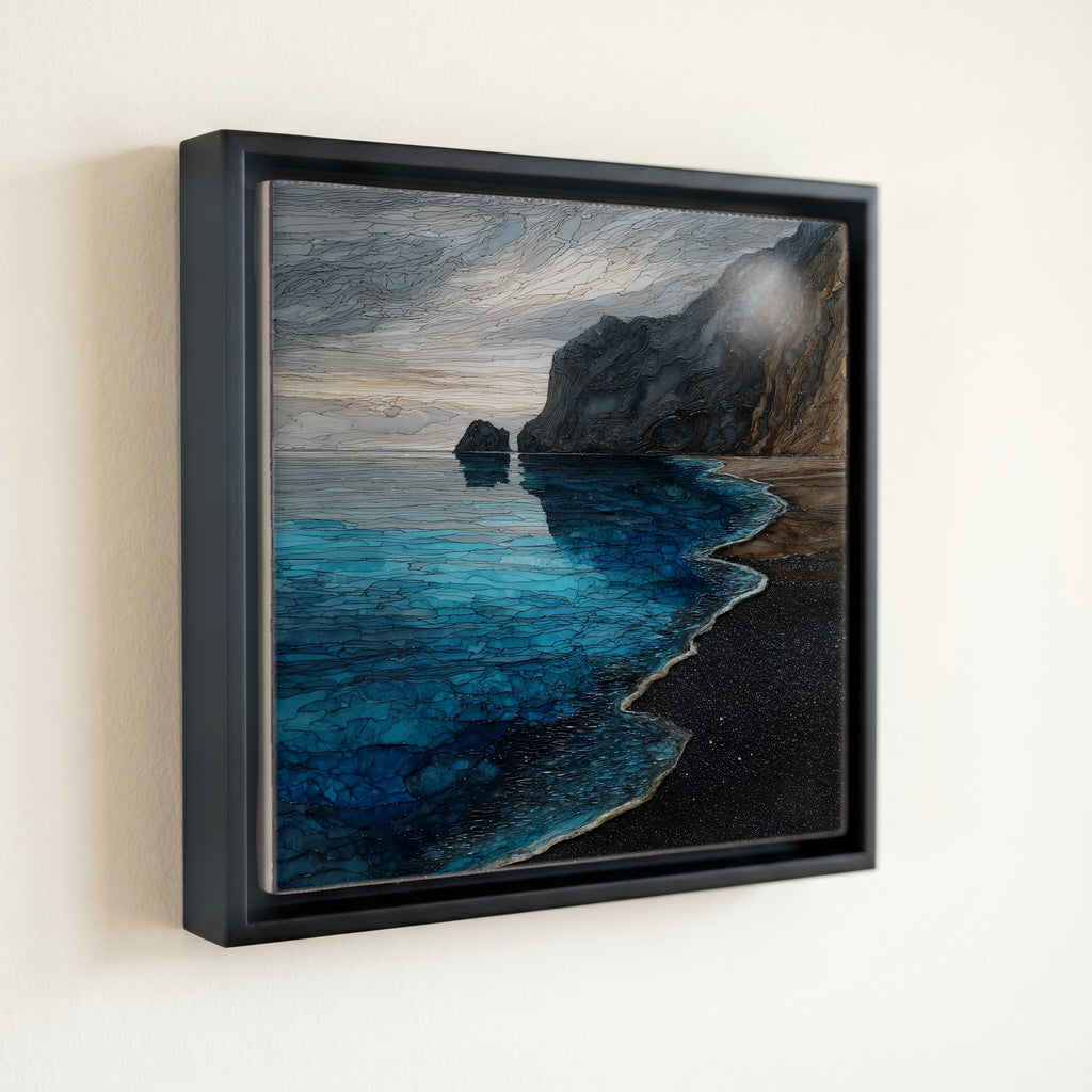 Perissa black-sand beach — front