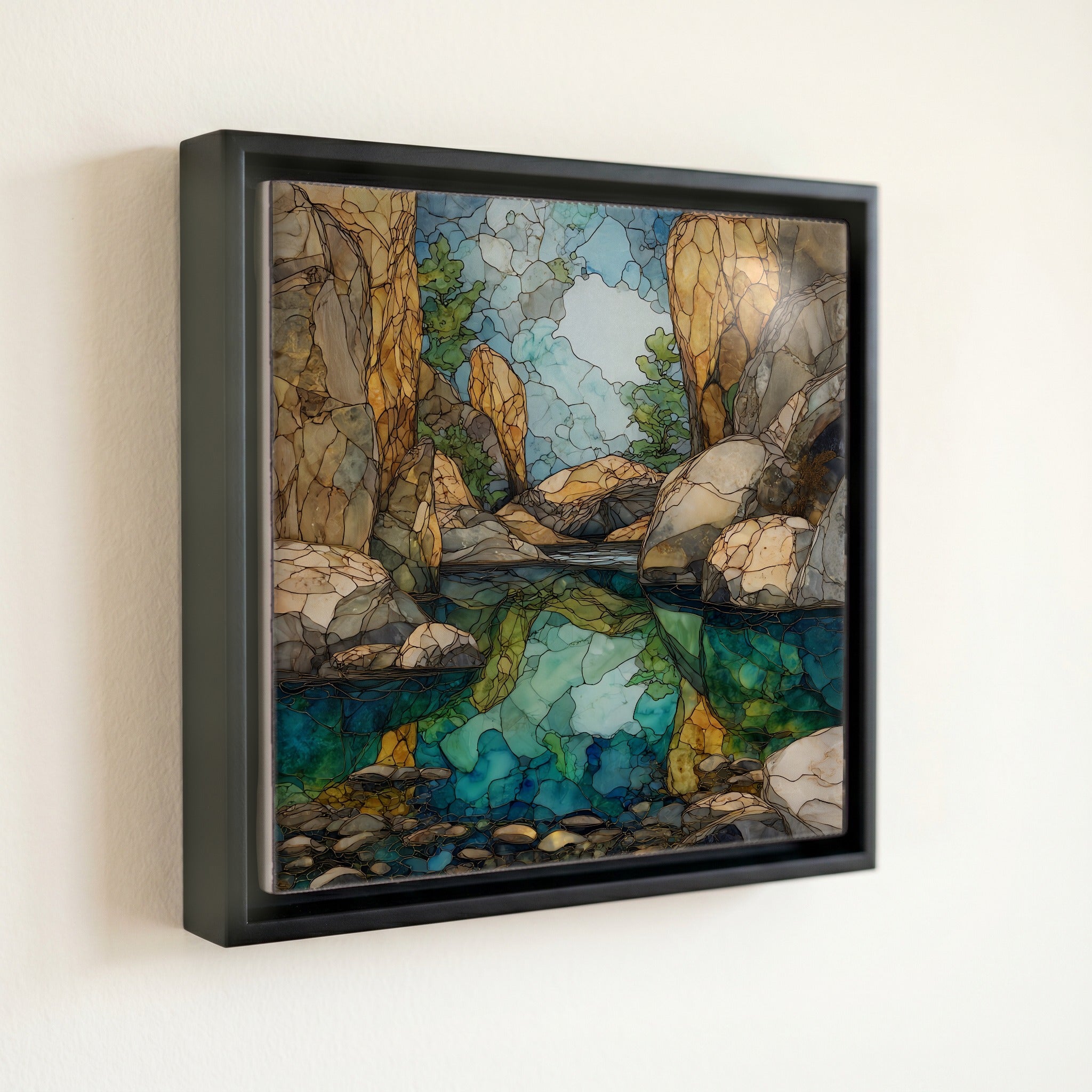 Sylvan Lake granite-cradled mirror — front