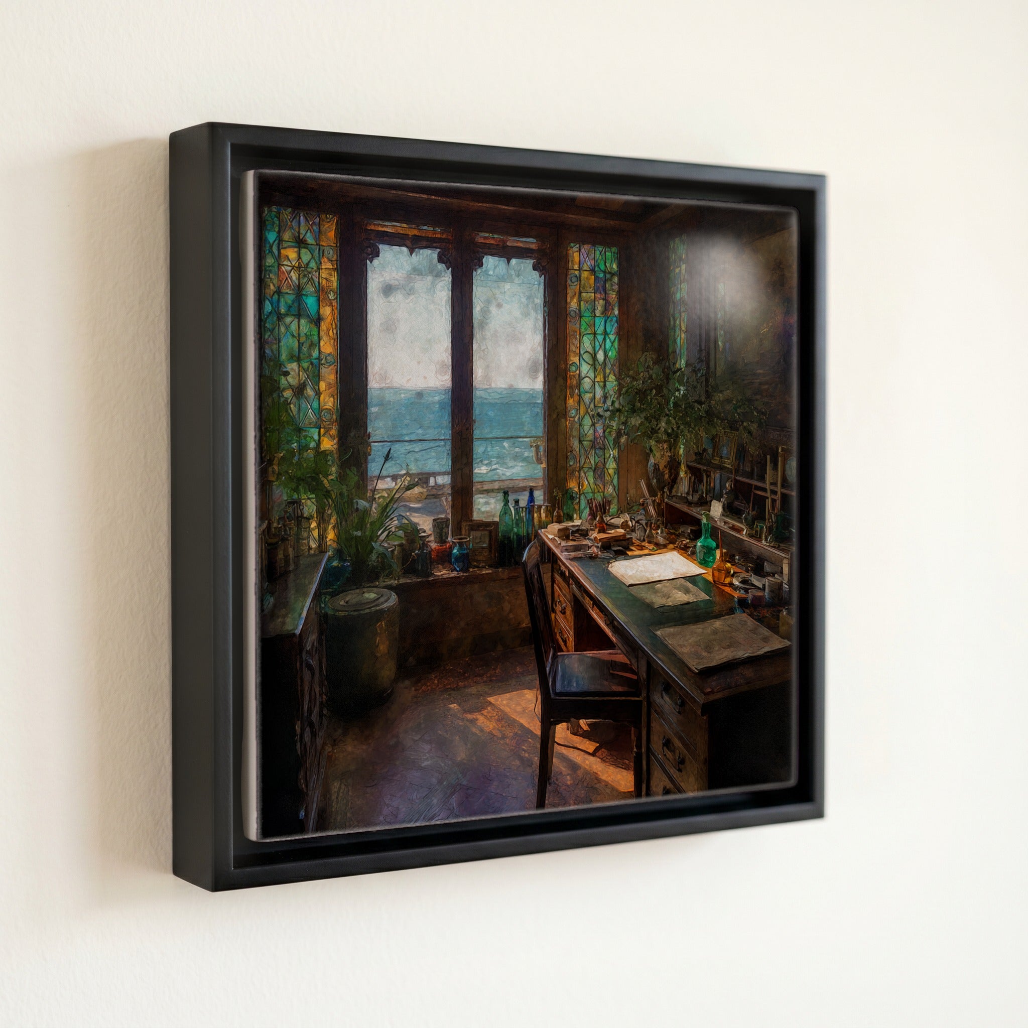 Cau Ferrat Museum Studio Interior Painted Glass a Writer S Desk by the Sea Windo — front