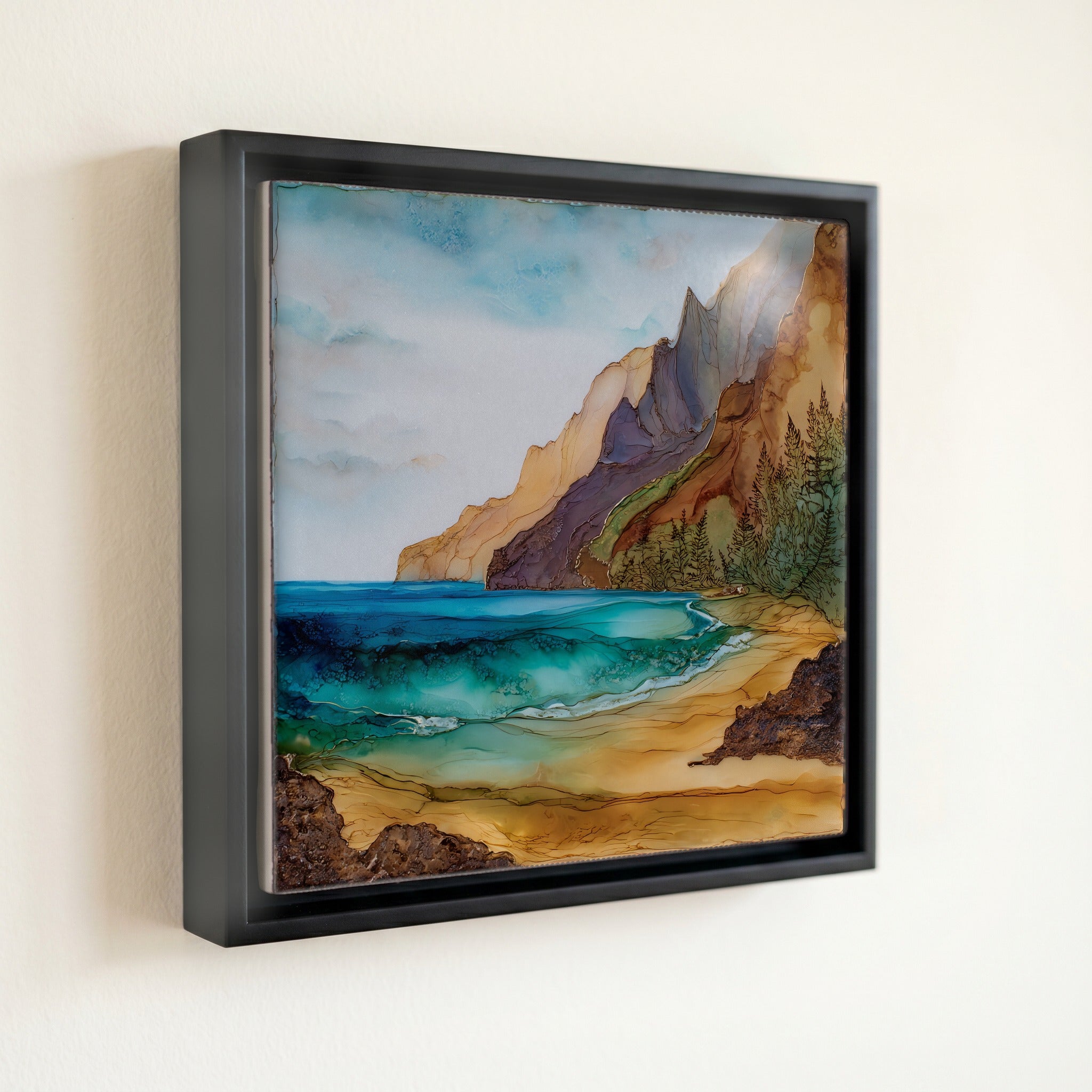 Hanakapiai Beach Kauai Ceramic Art Tile — front