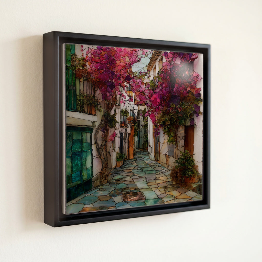 Sitges Old Town Narrow Whitewashed Lanes Cascading Bougainvillea — front