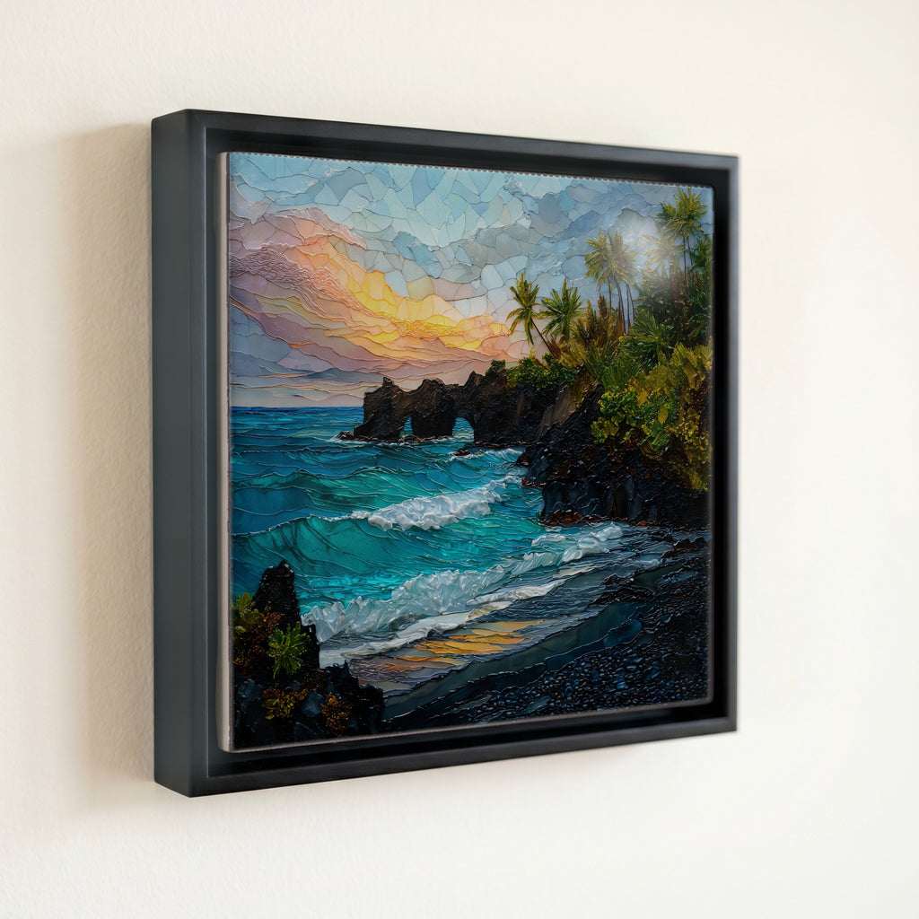 Waianapanapa Black Sand Maui Ceramic Art Tile — front