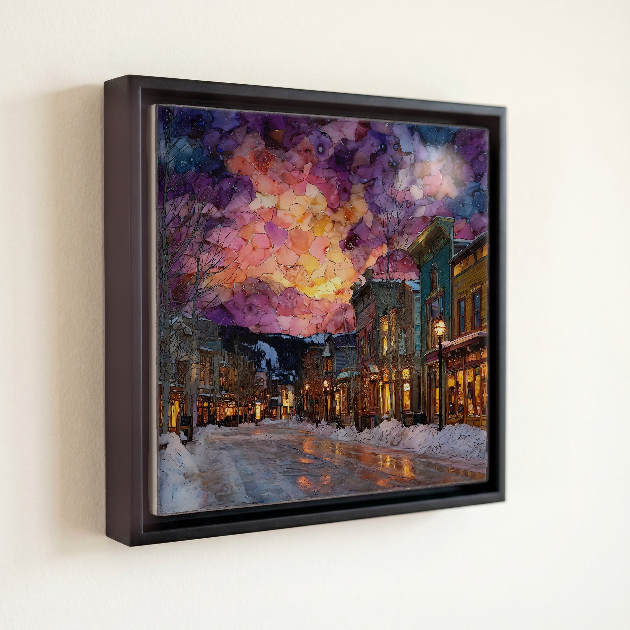 Breckenridge Main Street winter Tenmile Range Ceramic Art Tile — front