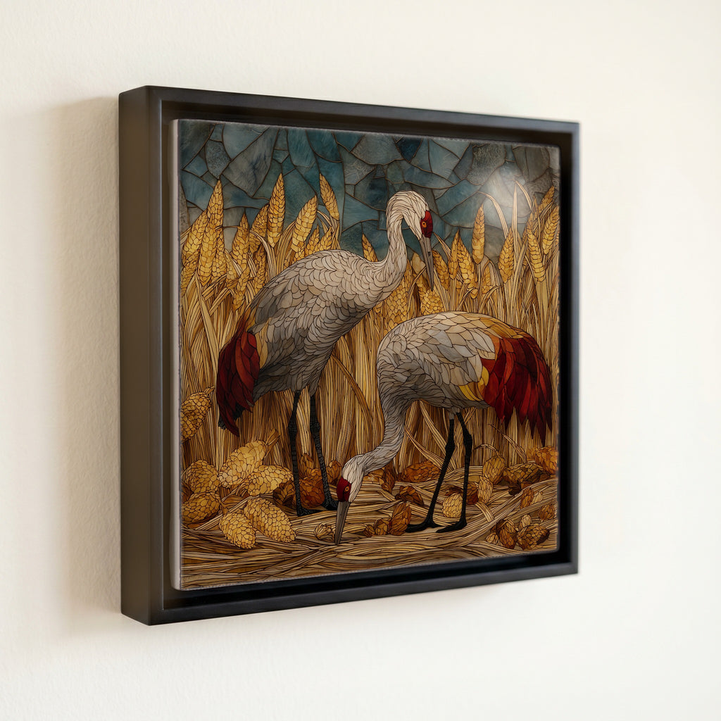 sandhill cranes feeding in — front