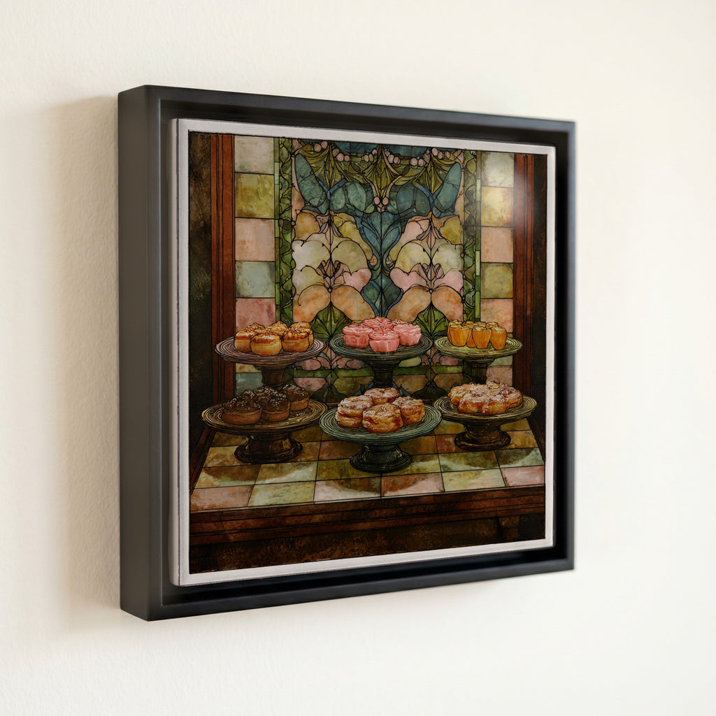 Spanish Pasteleria Window Napolitanas Ensaimadas on Tiered Trays — front