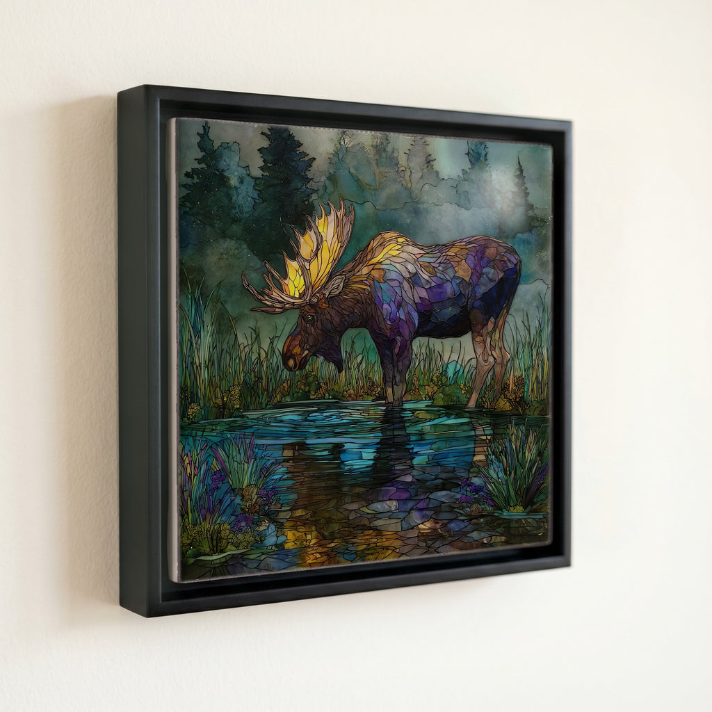 a bull moose knee-deep — front