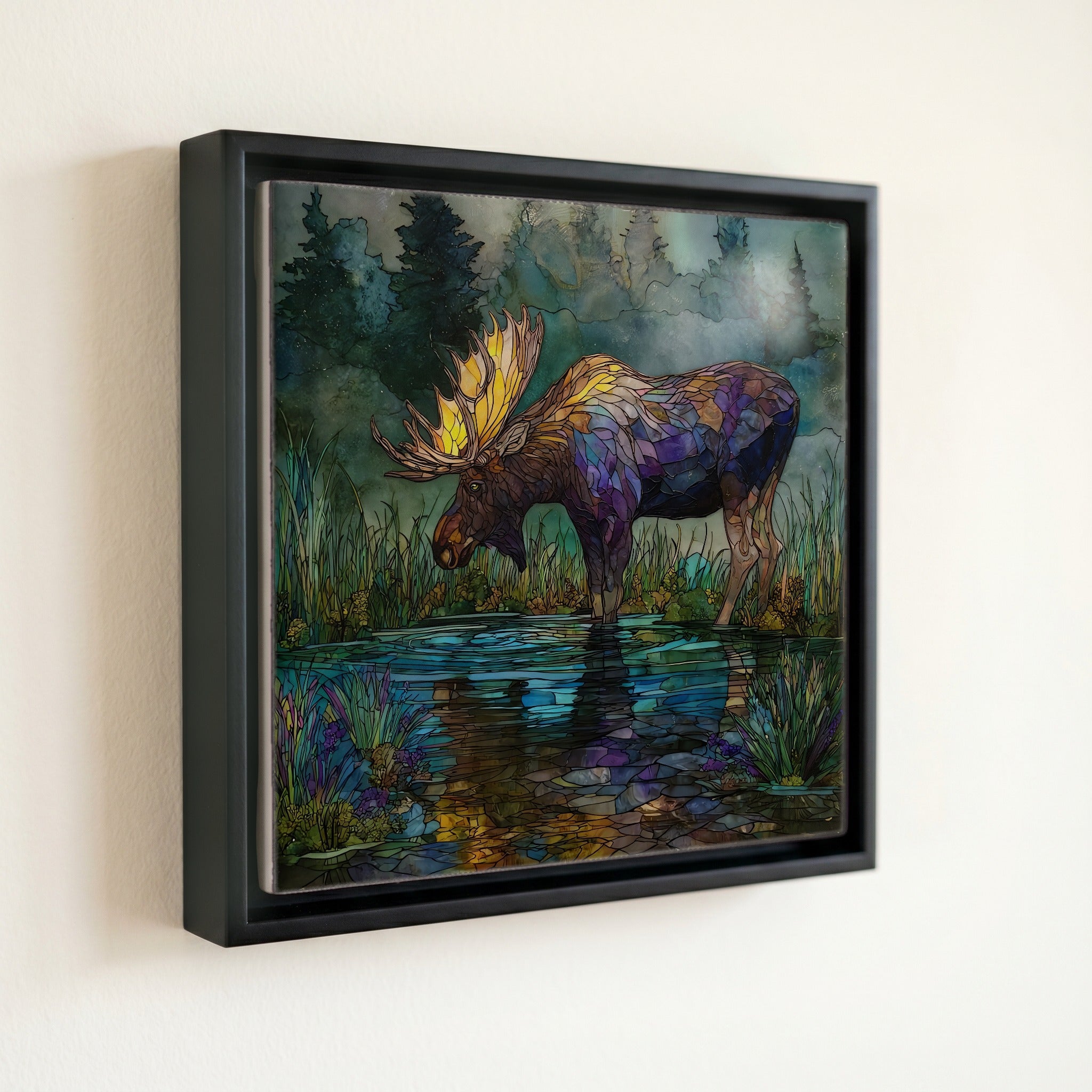 a bull moose knee-deep — front
