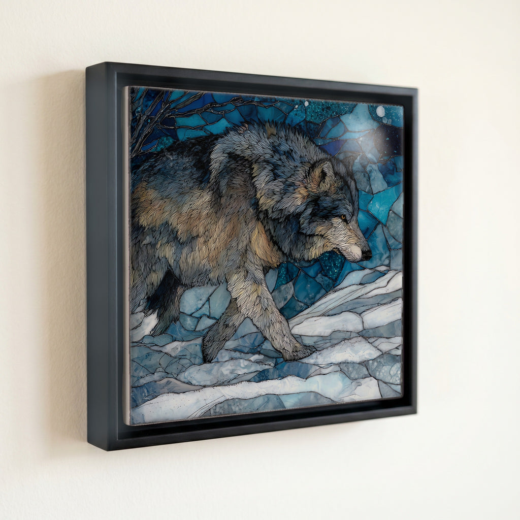 a gray wolf moving — front