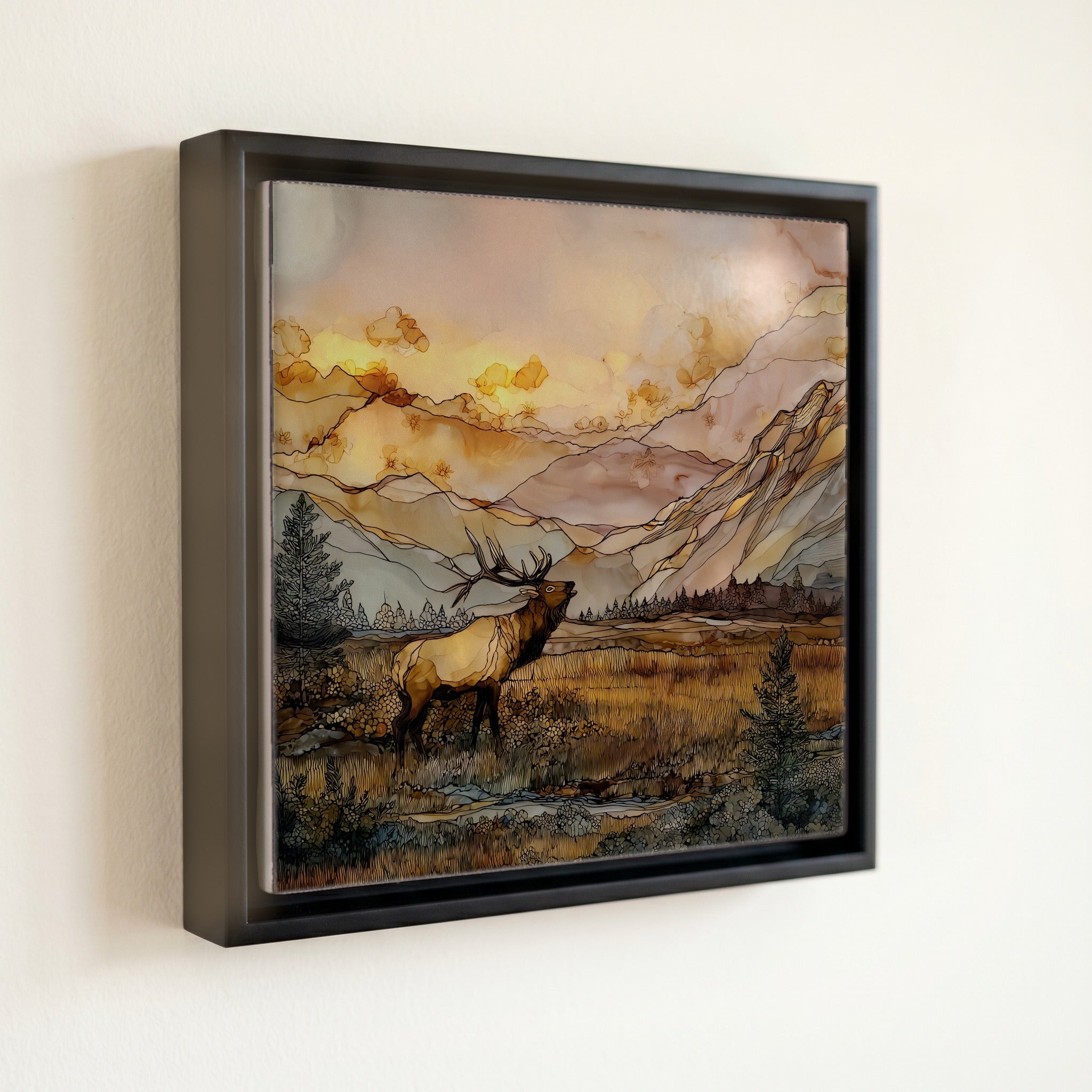 Moraine Park elk rut Rocky Mountain National Park Ceramic Art Tile — front
