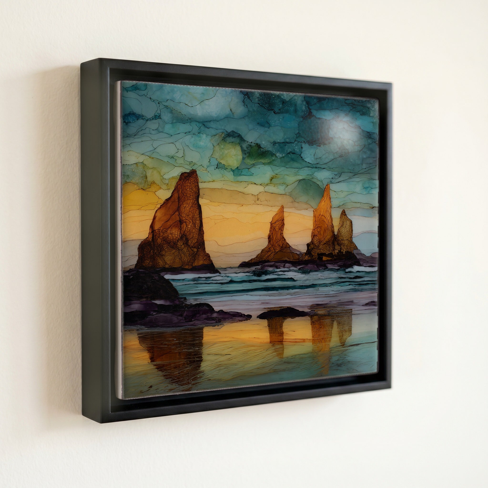 Bandon Beach sea stacks rising — front