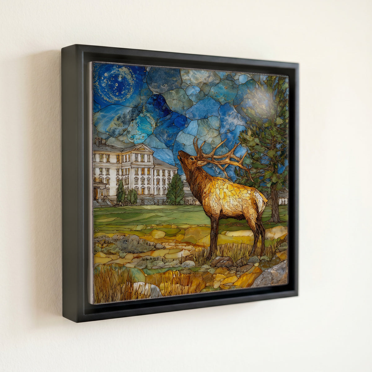 a six-point bull elk bugling on — front