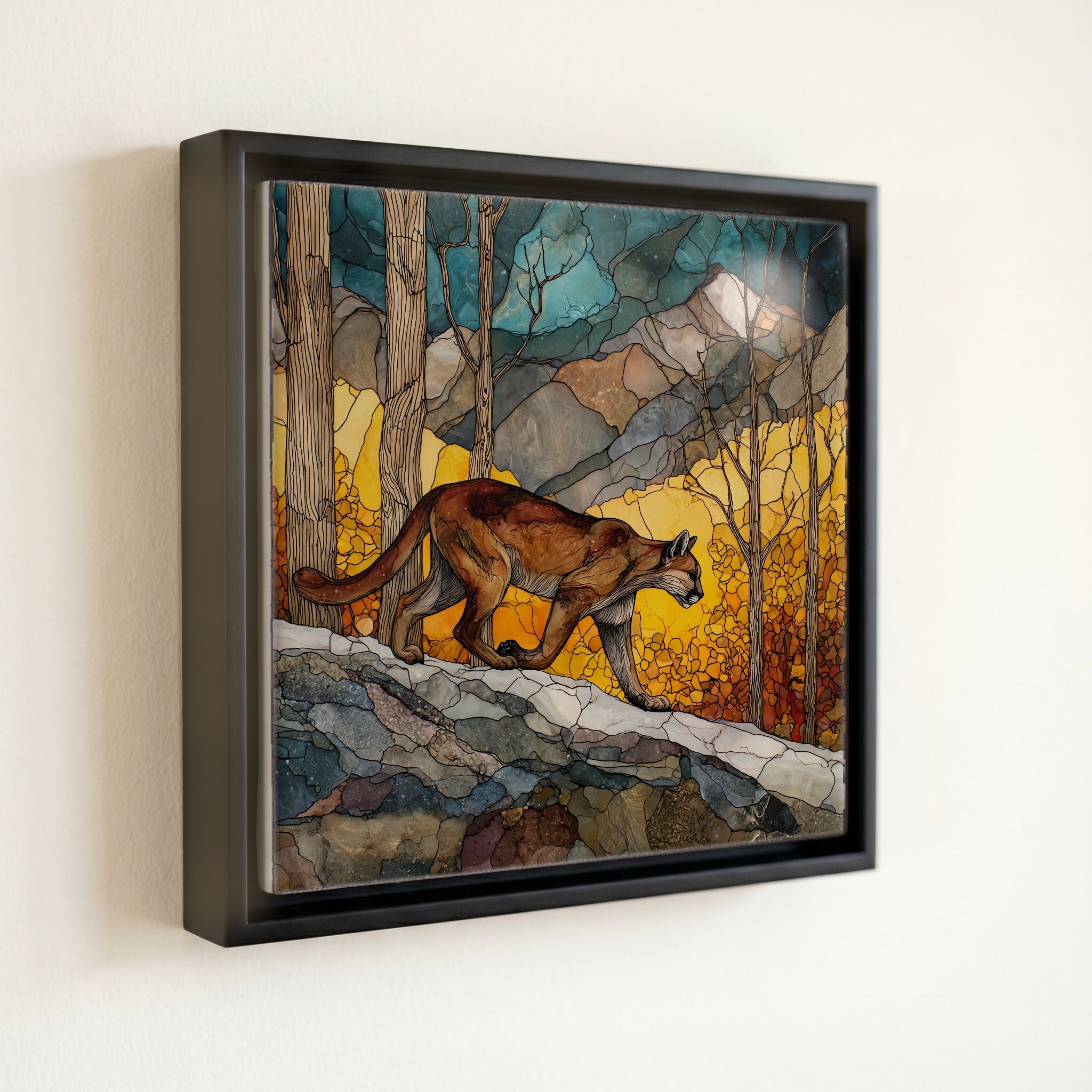 a mountain lion in — front