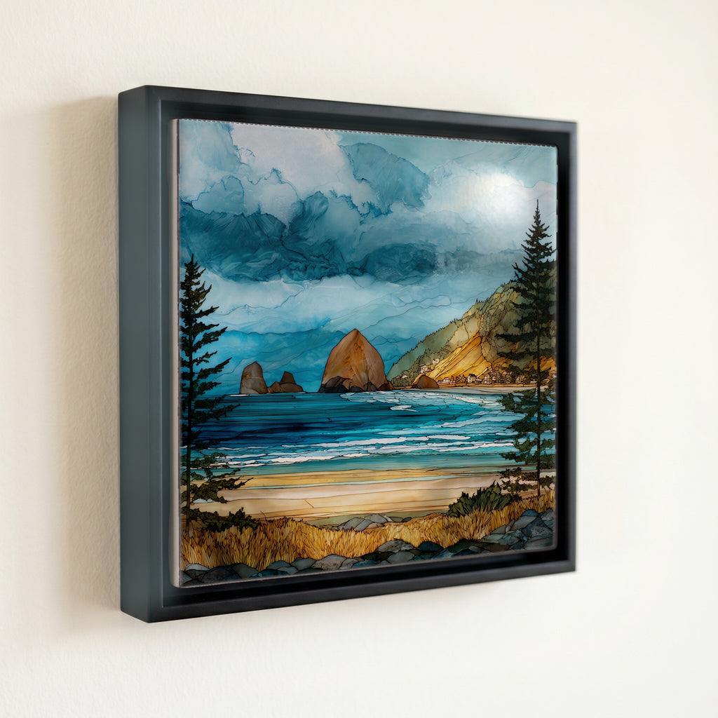 Cannon Beach village stretching — front