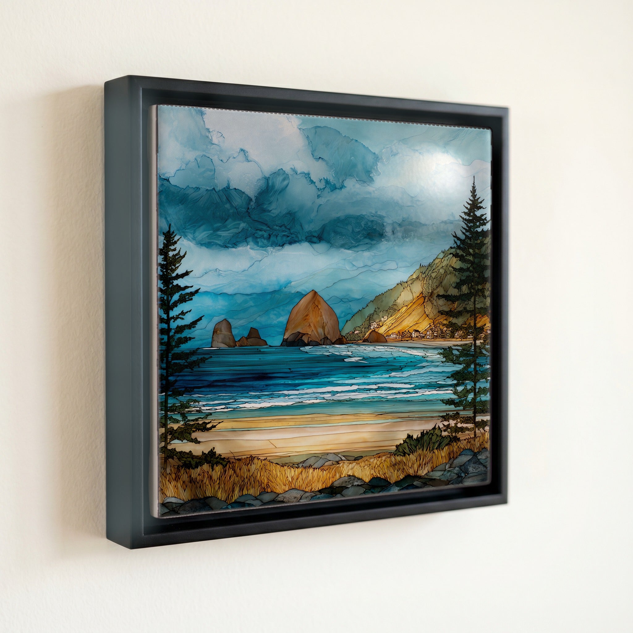 Cannon Beach village stretching — front