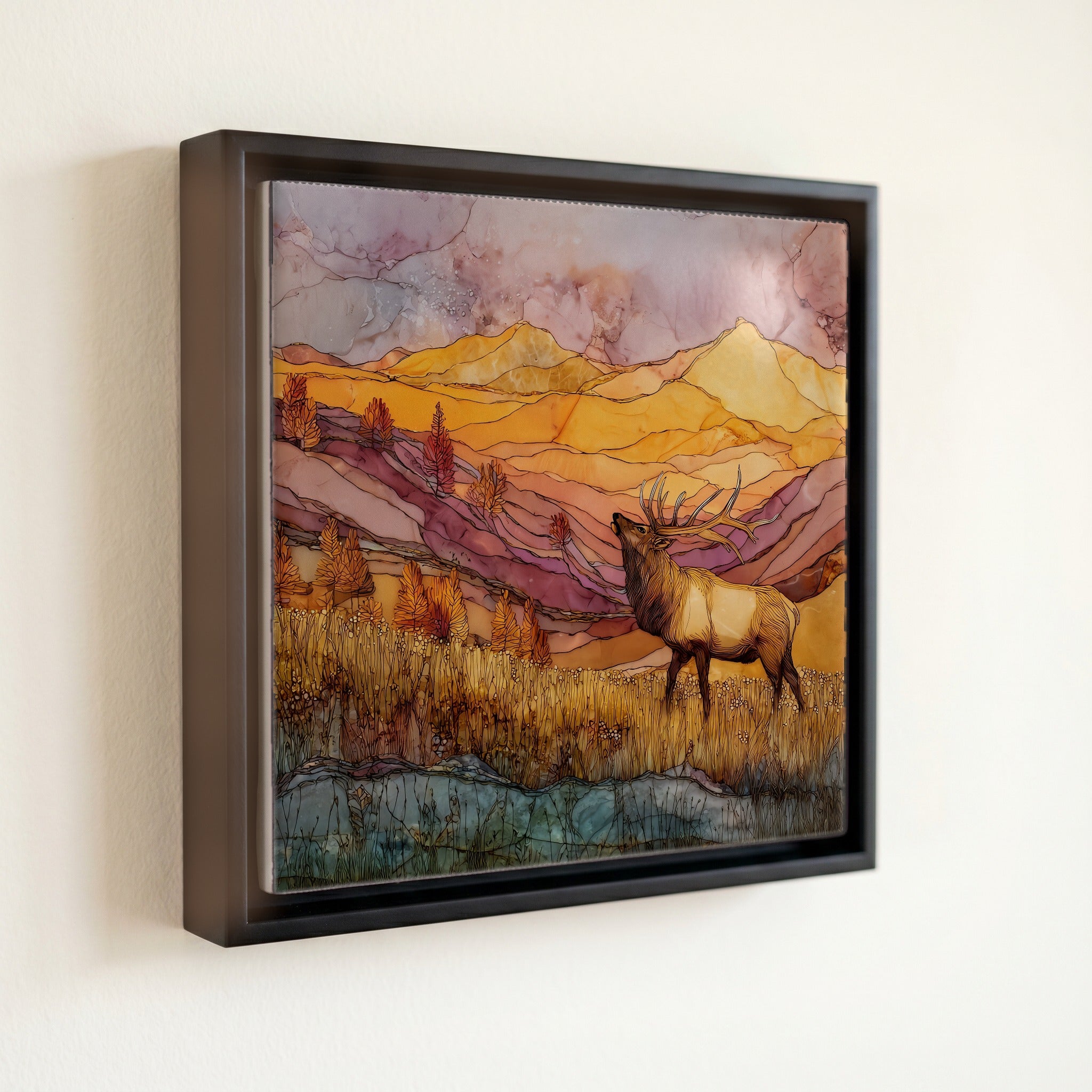Elk bugling at Estes Front Range Ceramic Art Tile — front