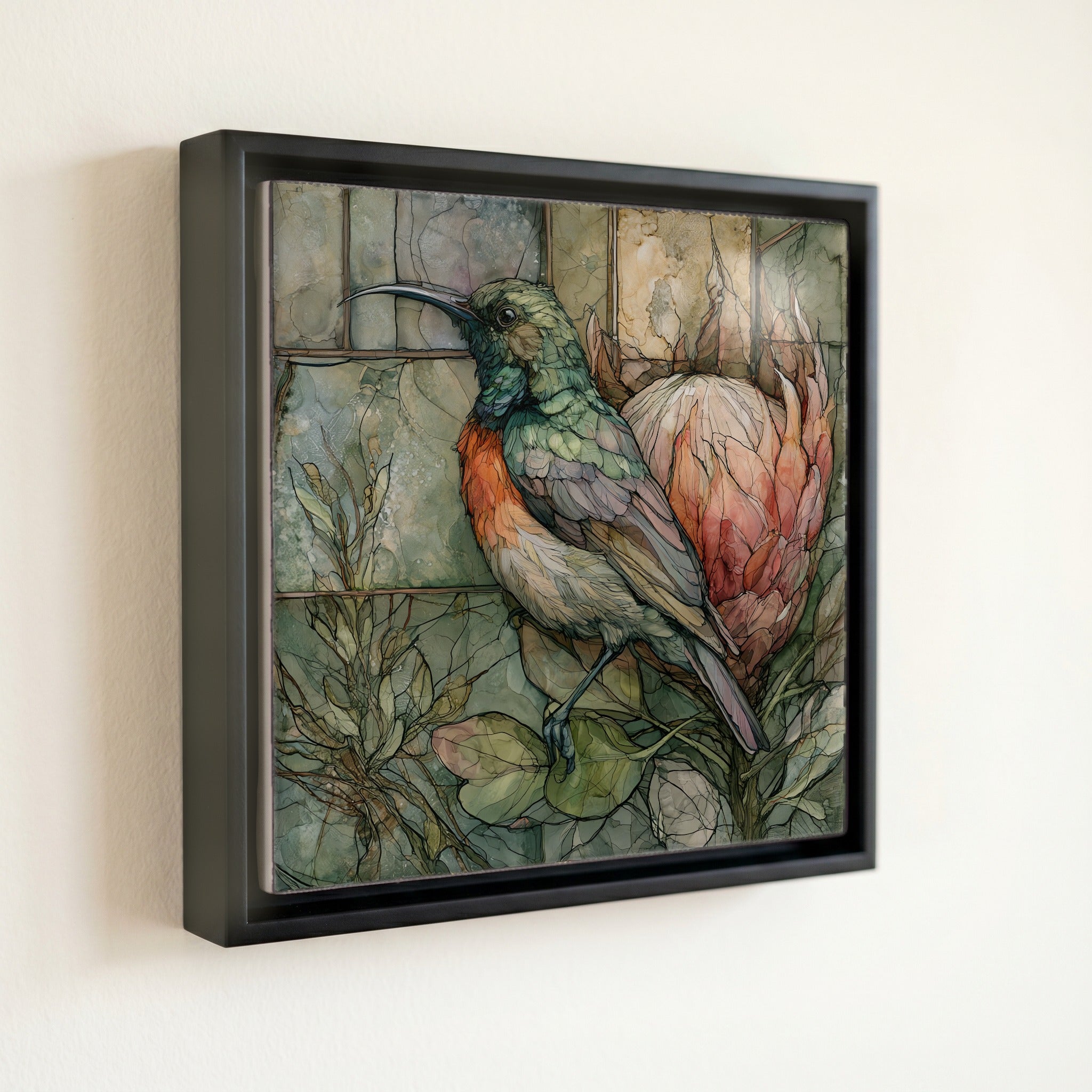 an orange-breasted sunbird perched — front