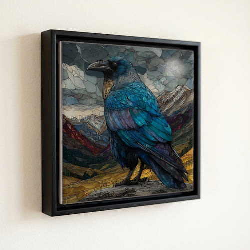 a common raven perched — front