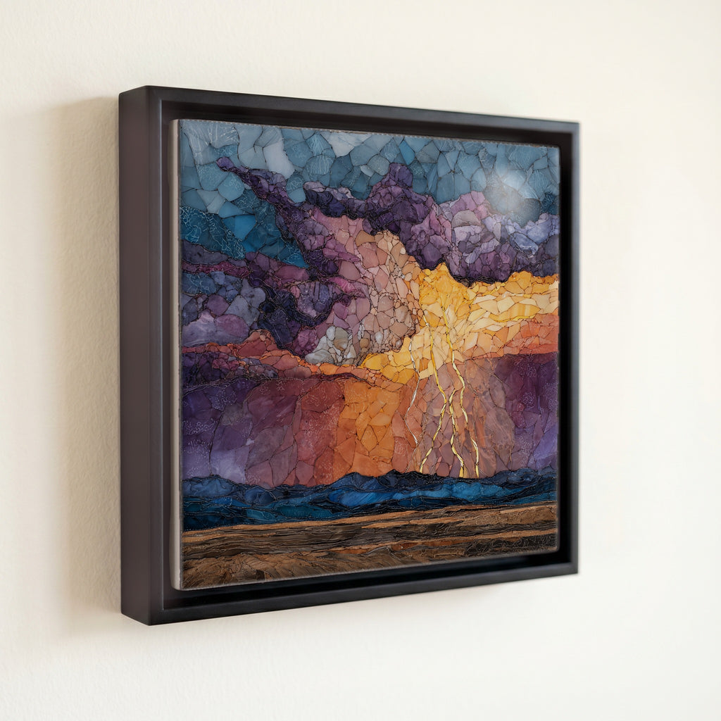 Lightning over the plains Ceramic Art Tile — front