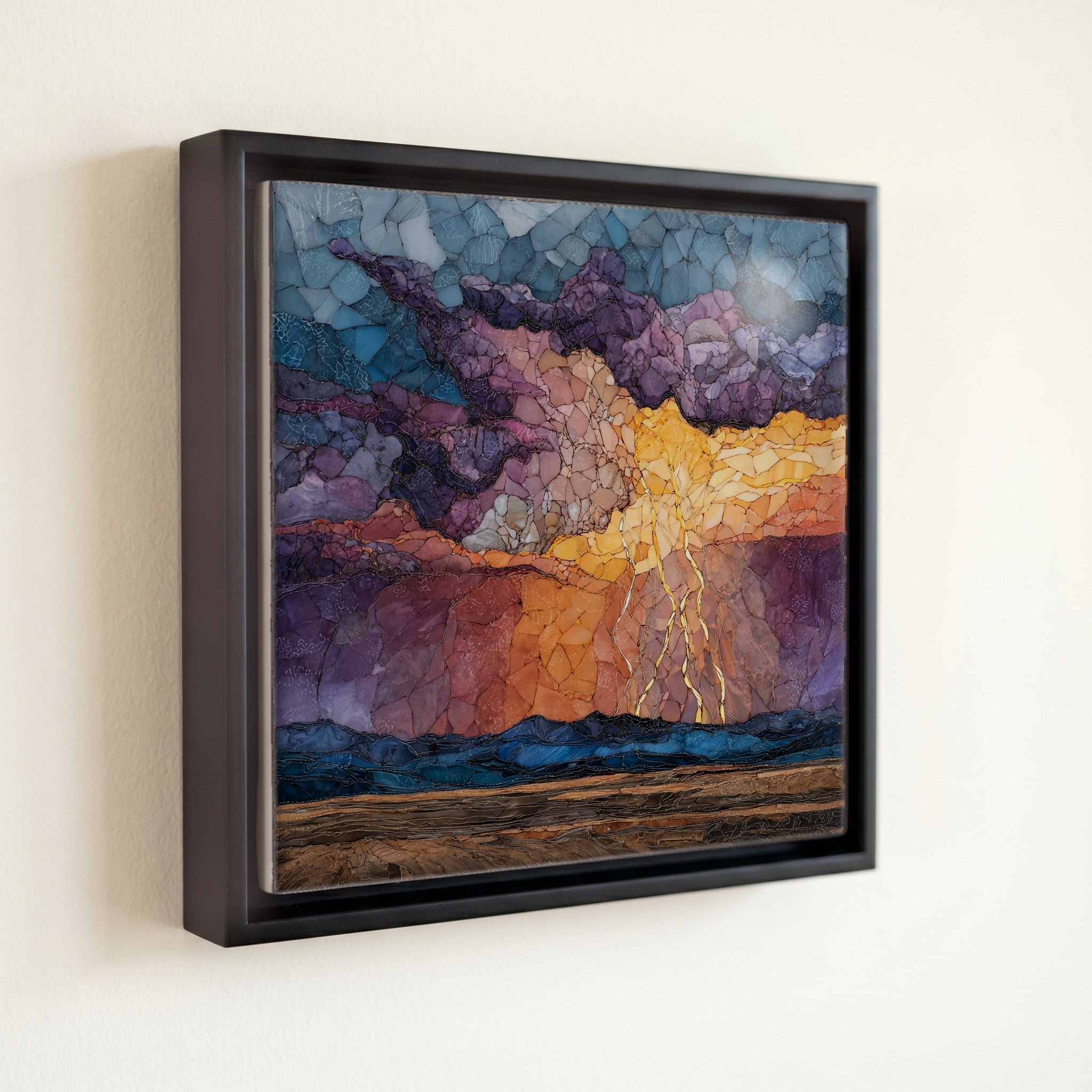 Lightning over the plains Ceramic Art Tile — front