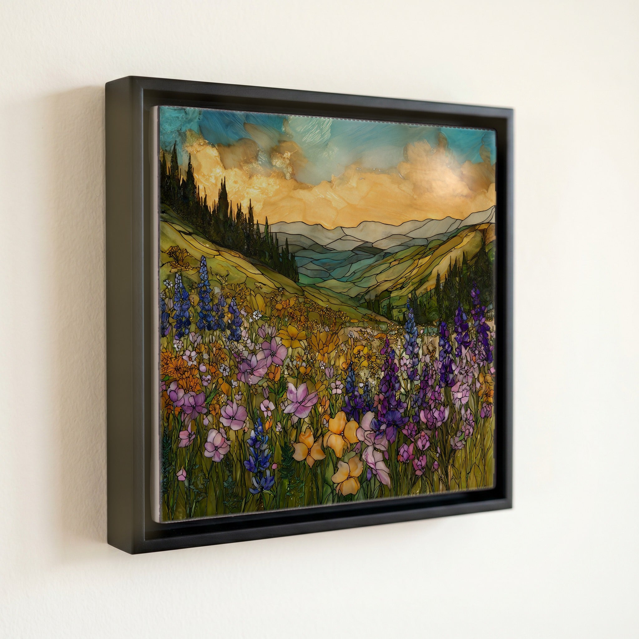 Wildflower super bloom Crested Butte Elk Range Ceramic Art Tile — front