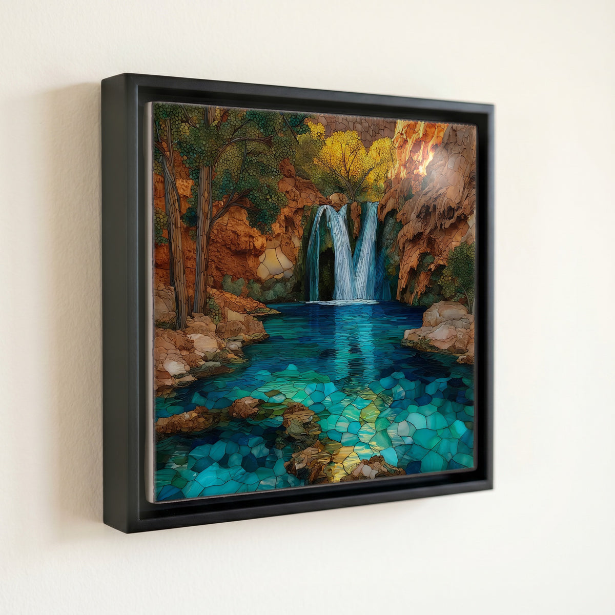 the remote turquoise-blue waterfall — front