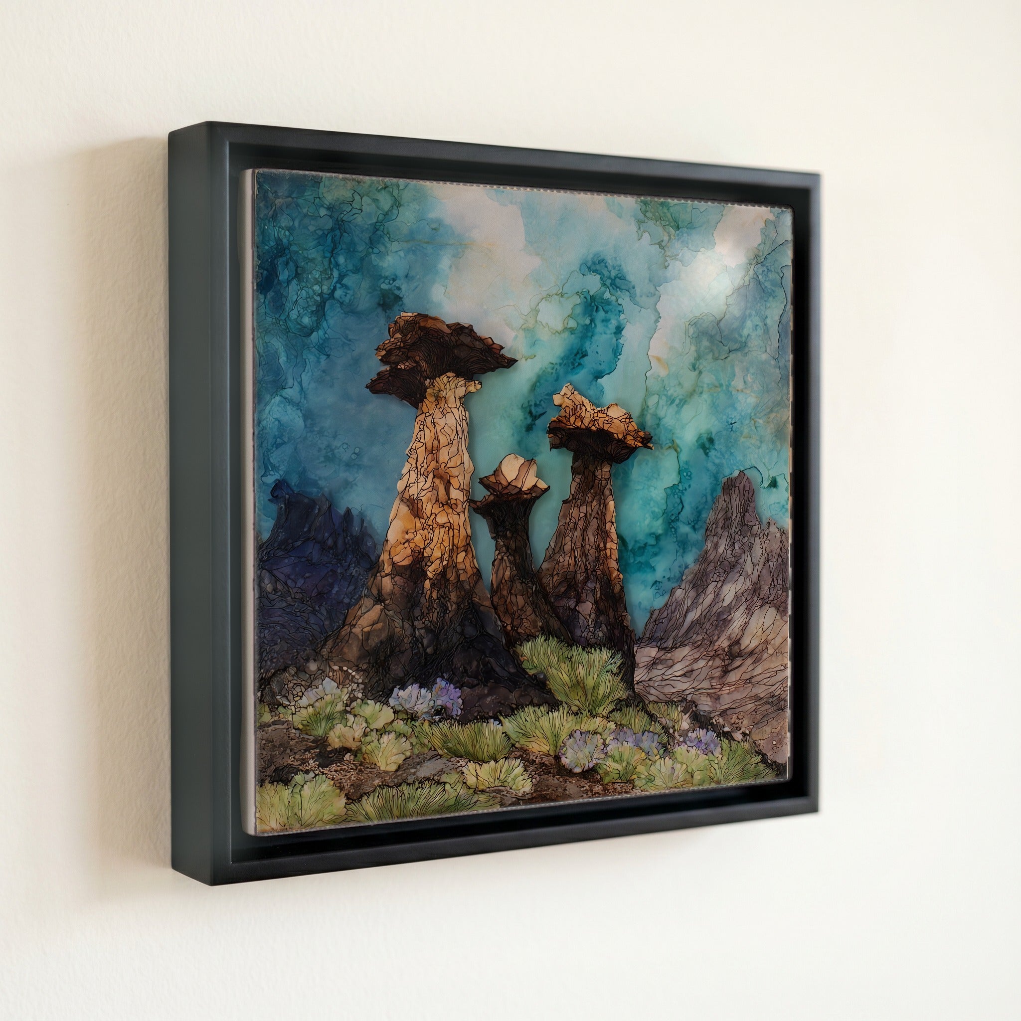 Toadstool hoodoo formations rising — front