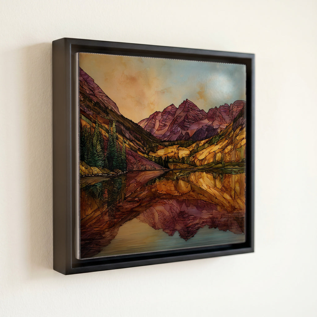 Maroon Lake reflection Elk Range Ceramic Art Tile — front