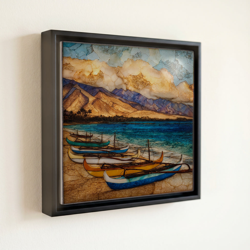 Hanakaoo Canoe Beach Maui Ceramic Art Tile — front